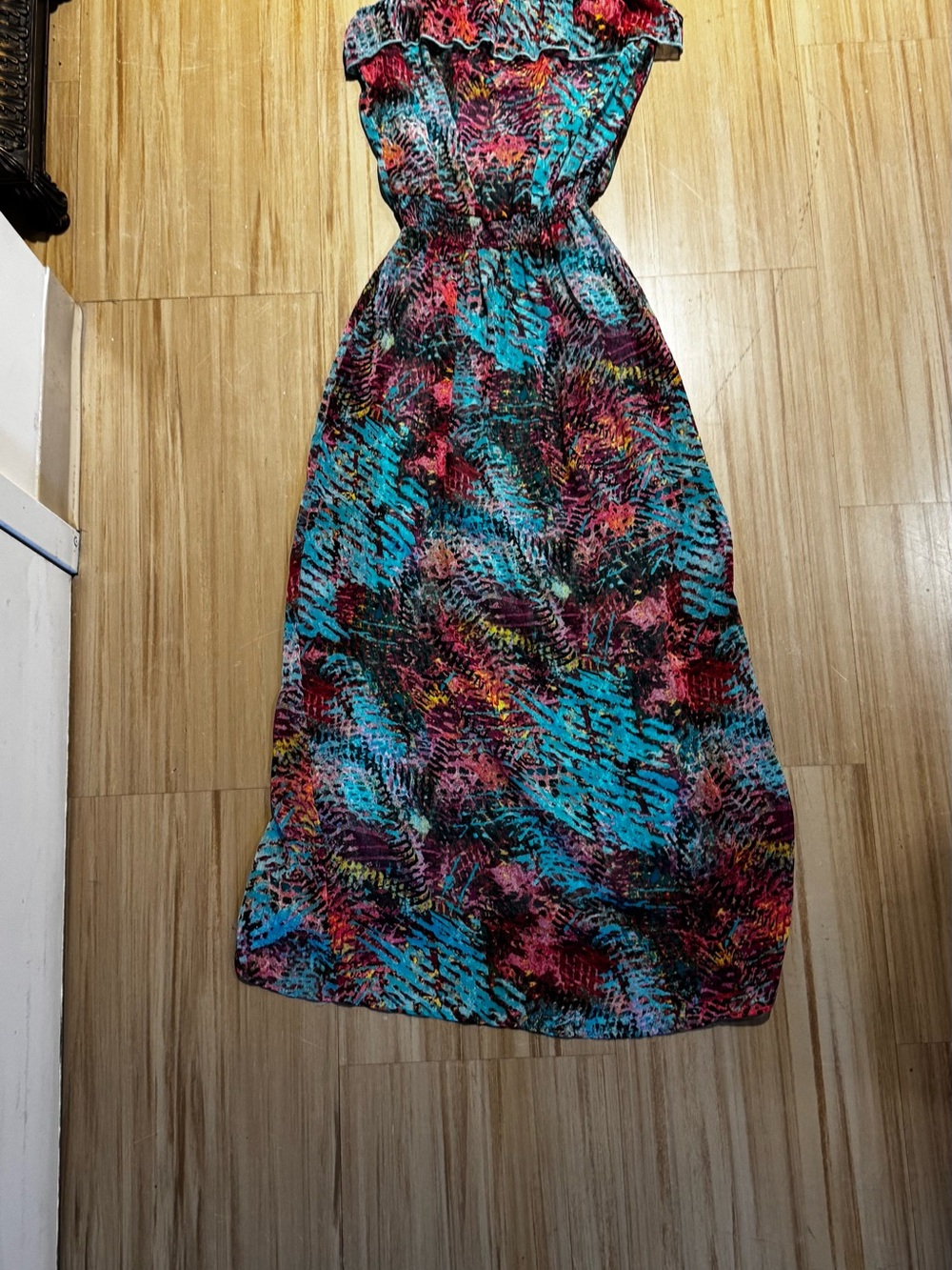 Justice Teal Stretch Knit Dress with Multicolor Trim